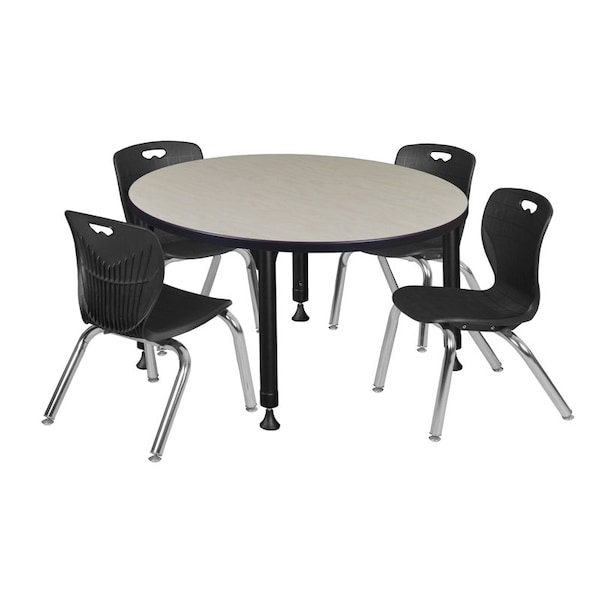 Regency Tables > Height Adjustable > Round Table & Chair Sets, 42 W, 42 L, 23-34 H, Maple TB42RNDPLAPBK45BK - main